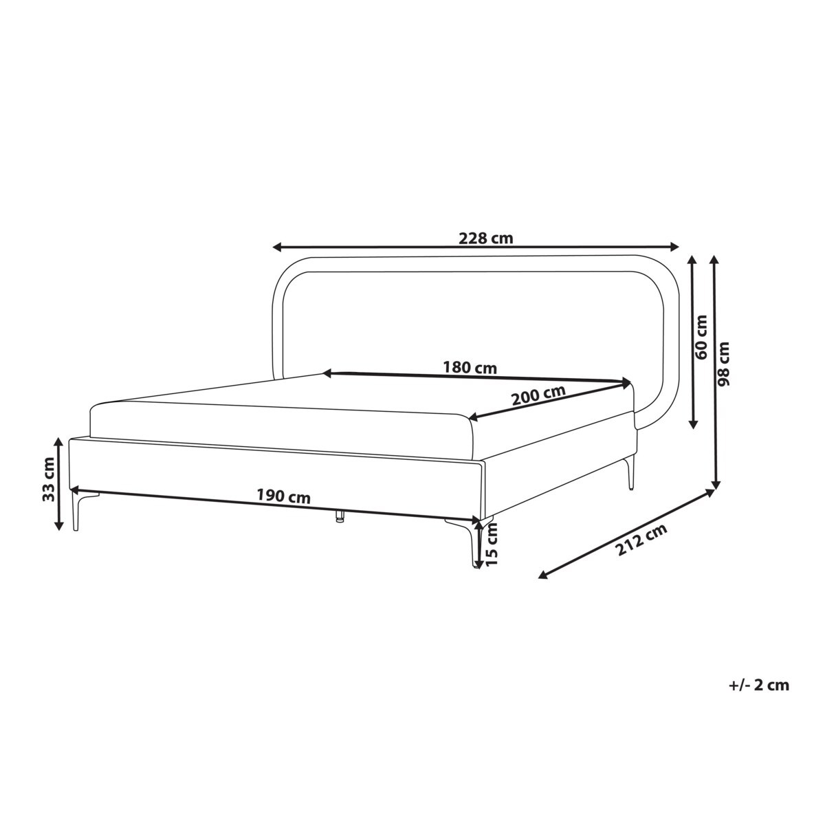 Łóżko Welur SUZETTE 180 x 200 cm Jasnoszary