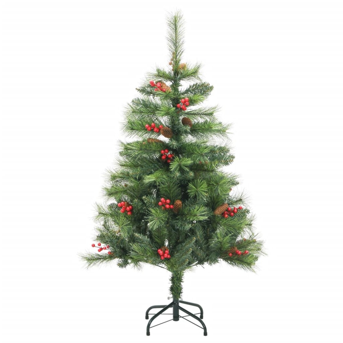 vidaXL Sztuczna choinka na zawiasach, z szyszkami i jagodami, 150 cm