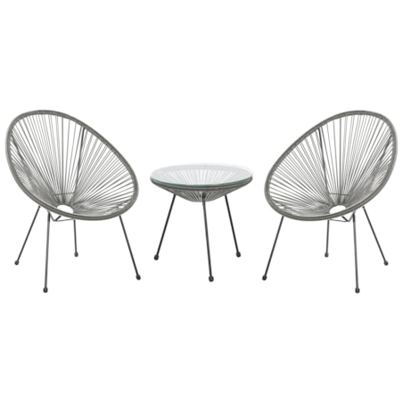 Zestaw mebli balkonowych z technorattanu szary ACAPULCO II