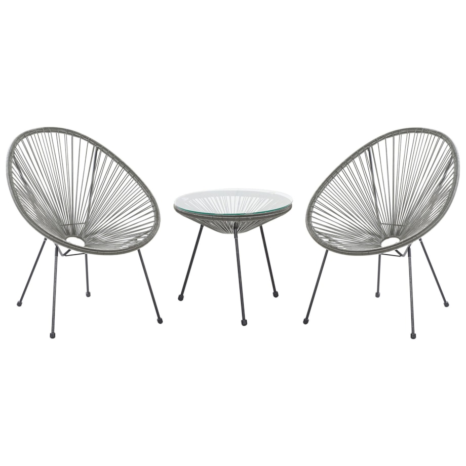 Zestaw mebli balkonowych z technorattanu szary ACAPULCO II