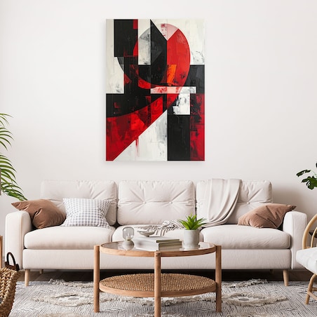 Obraz do salonu sypialni biura loftu, Abstrakcja geometryczna czerwony szary