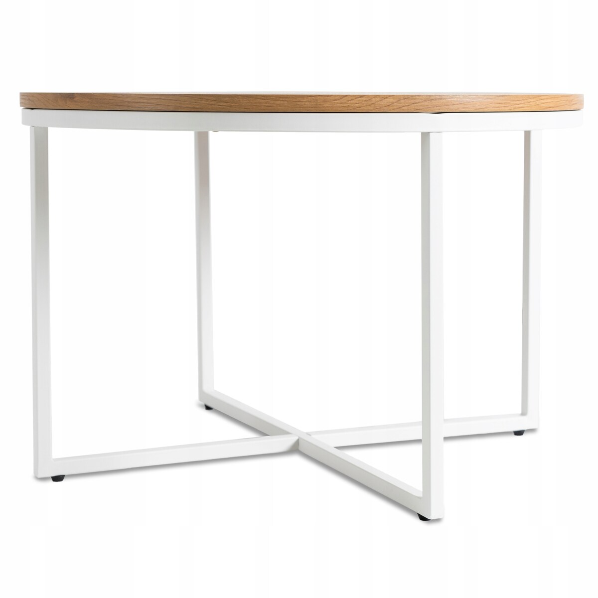 Stolik Kawowy Okrągły Skandynawski Ława Okrągła Loft Dąb Biały HANTEL