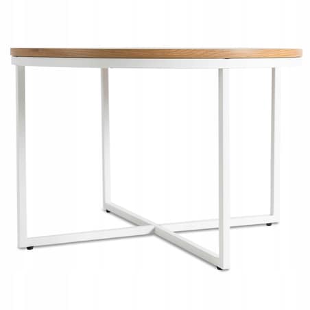 Stolik Kawowy Okrągły Skandynawski Ława Okrągła Loft Dąb Biały HANTEL