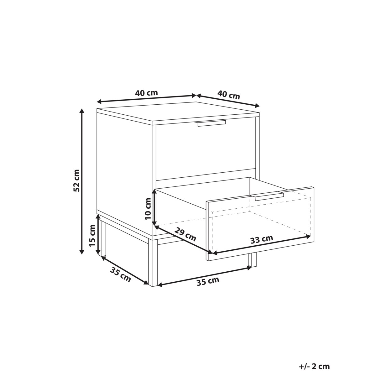 Szafka nocna 2 szuflady ROYALLA Jasnobrązowy