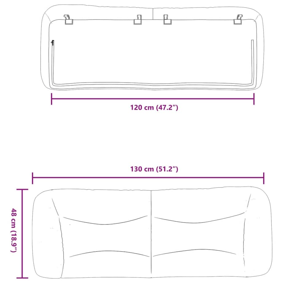 vidaXL Poduszka na wezgłowie, Hvar, kolor taupe, 120 cm, tkanina