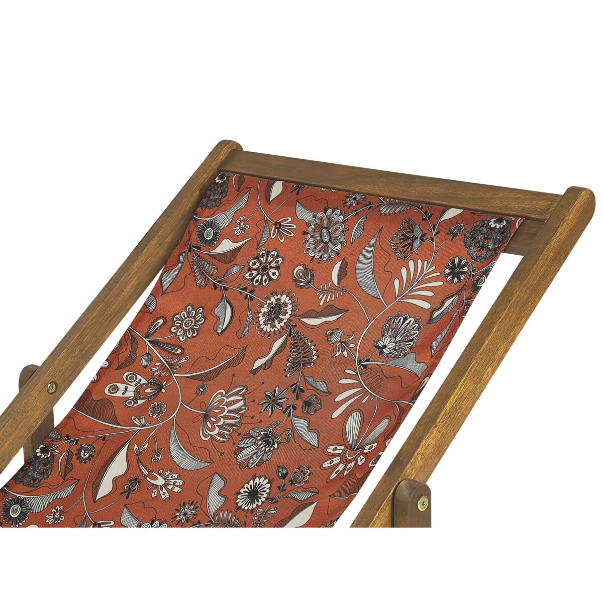 Zestaw 2 leżaków ogrodowych jasne drewno akacjowe wzór w kwiaty czerwony ANZIO