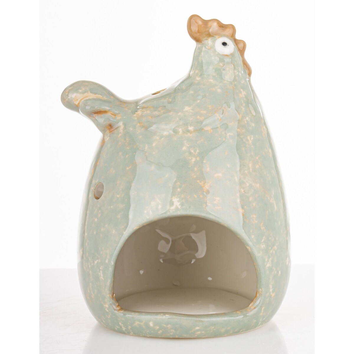 Figurka ceramiczna - kura z kwiatkiem 15,5x10x10 cm KWOKA kominek na tealight