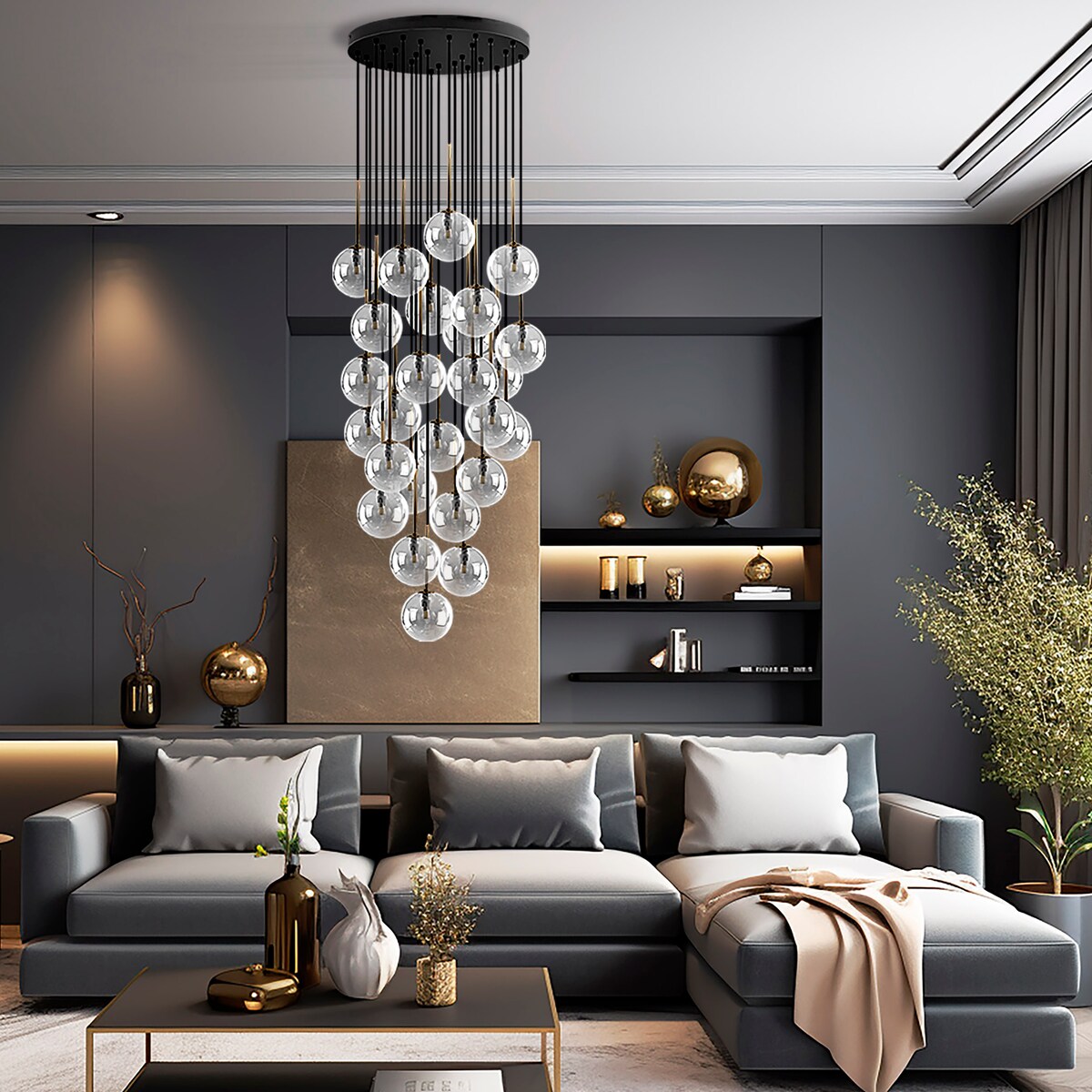 Lampa wisząca TK Lighting NILOS 10099 czarno-złota 26xG9 62 cm regulowana do salonu i jadalni