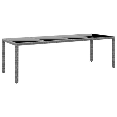 vidaXL Stół ogrodowy, 250x100x75 cm, szkło i rattan PE, szary