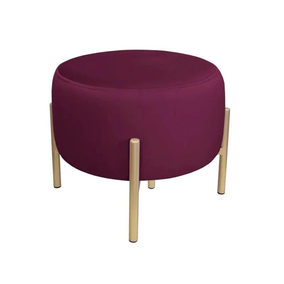 Pufa WILFRED MG VELVET śliwkowa/złota