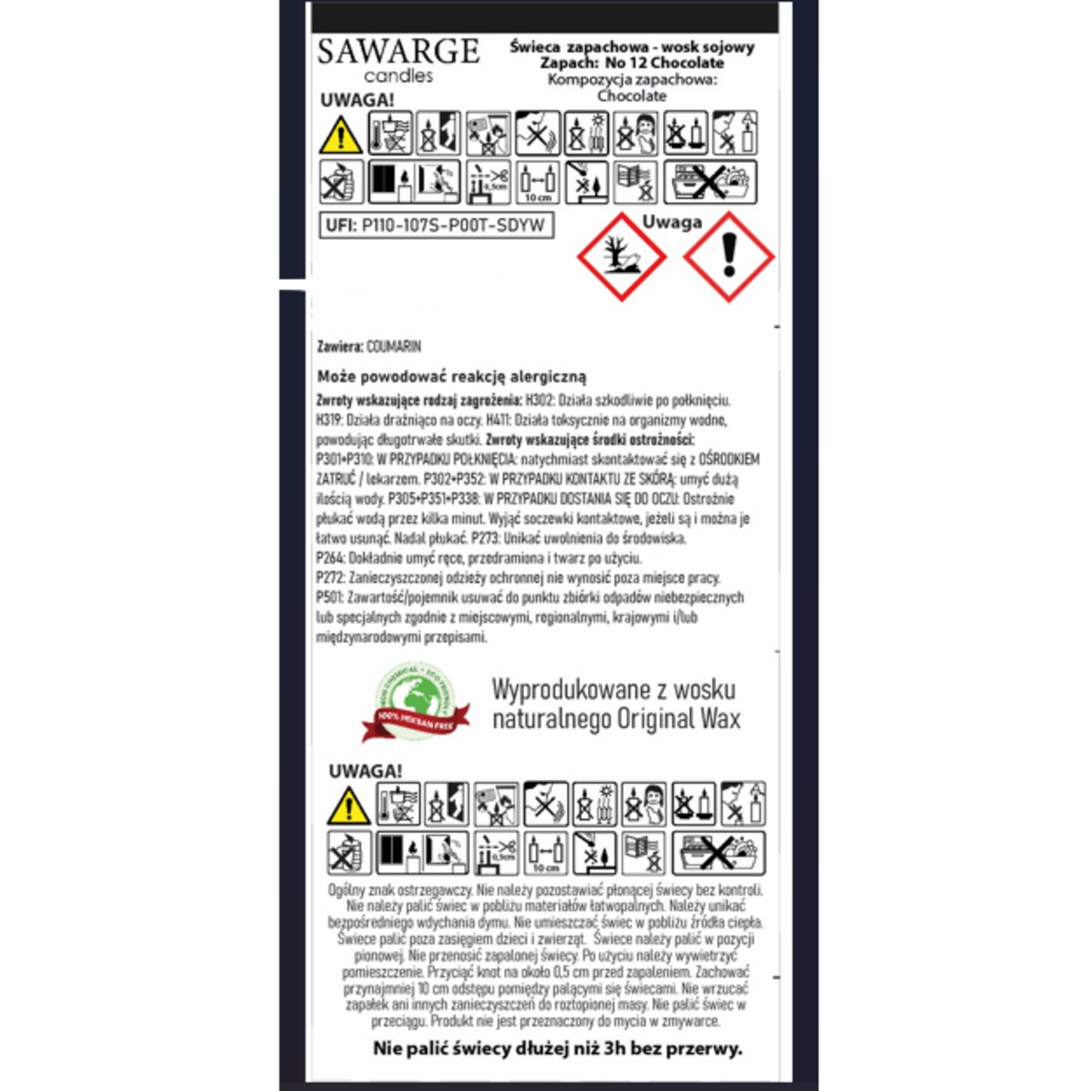 Świeca Zapachowa Sojowa No12 /Drewniany Knot/40h/Czekolada 200g