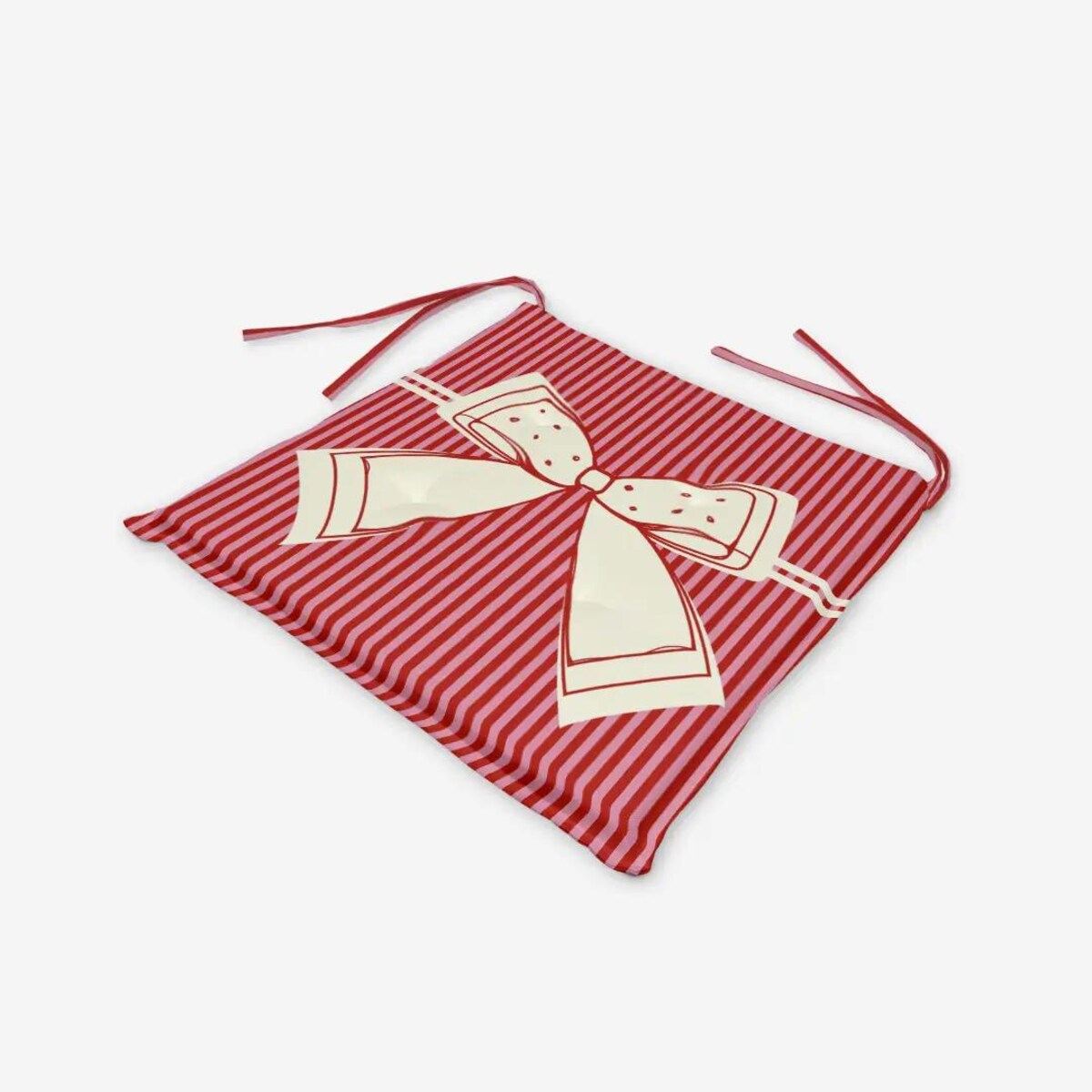 Poduszka świąteczna na krzesło - Kokardka - czerwone paski