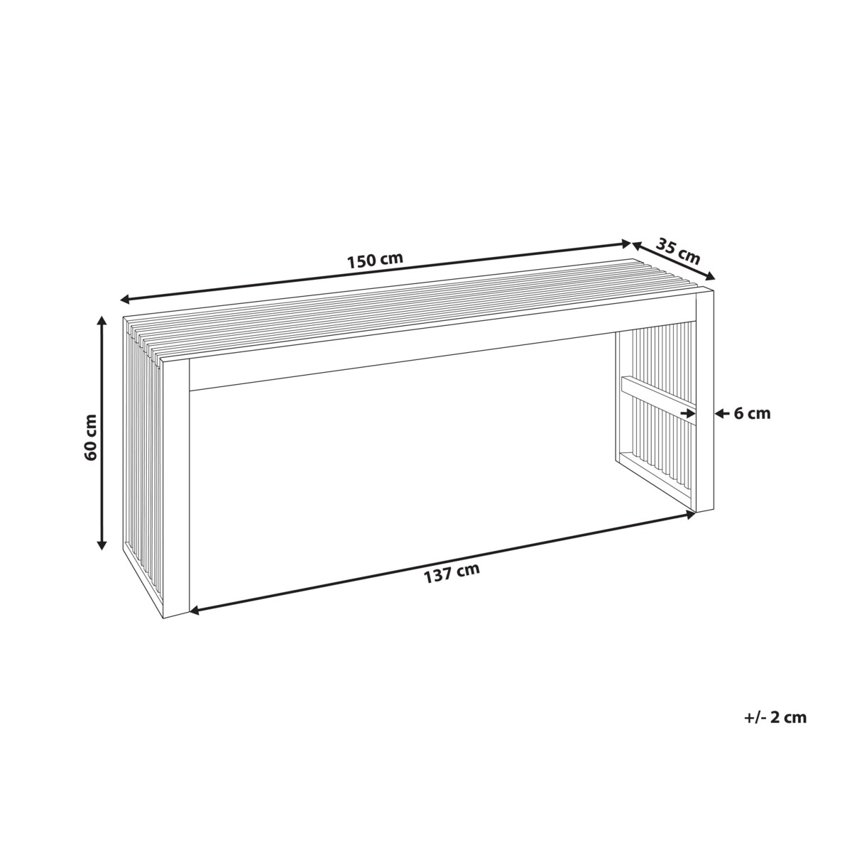 Stół ogrodowy akacjowy 150 x 35 cm jasne drewno BELLANO
