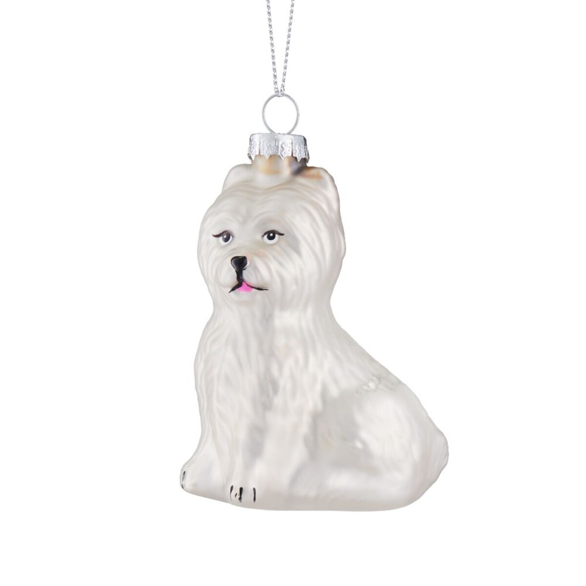 VILLA ITALIA Bombka szklana PIES biały 8,5 cm