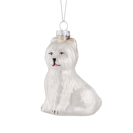 VILLA ITALIA Bombka szklana PIES biały 8,5 cm