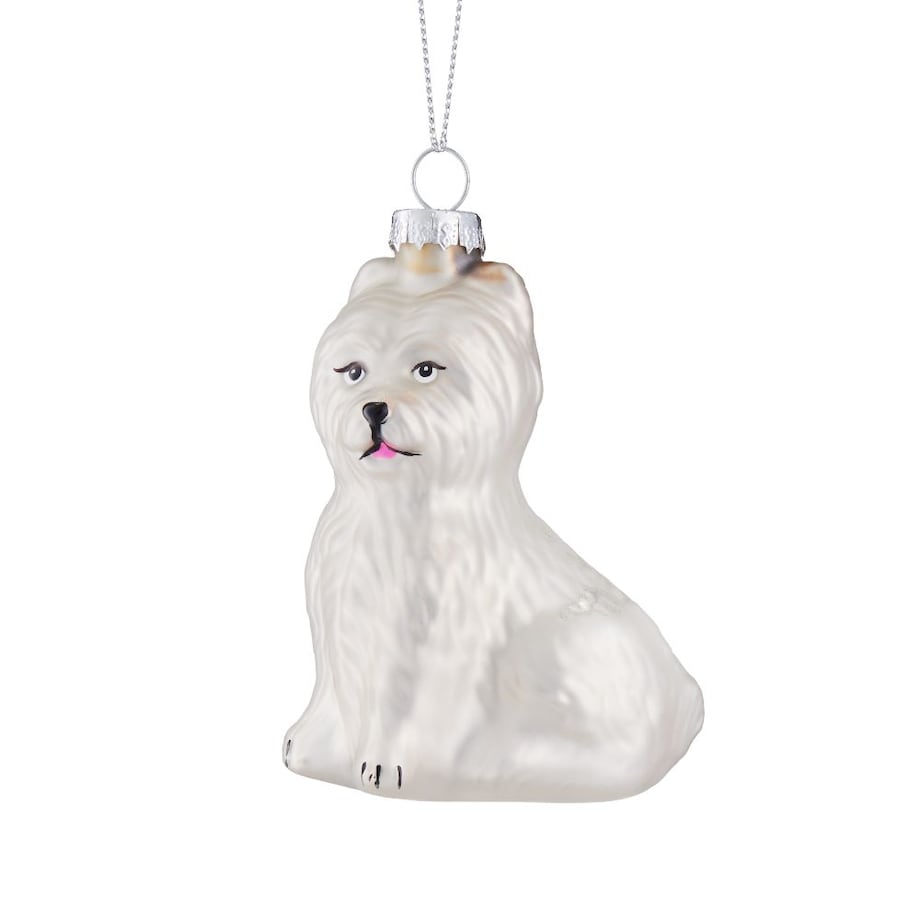 VILLA ITALIA Bombka szklana PIES biały 8,5 cm