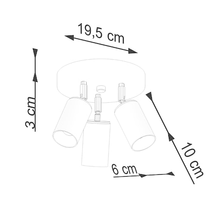 Plafon WINX 3P czarny/złoty