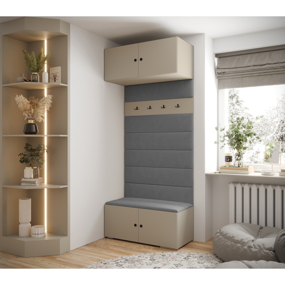 Garderoba do przedpokoju INOVA 2 kaszmir+czarny+manila16