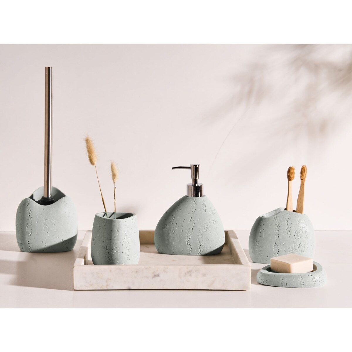 Zestaw akcesoriów łazienkowych 5 elementów COATA Jasnoszary