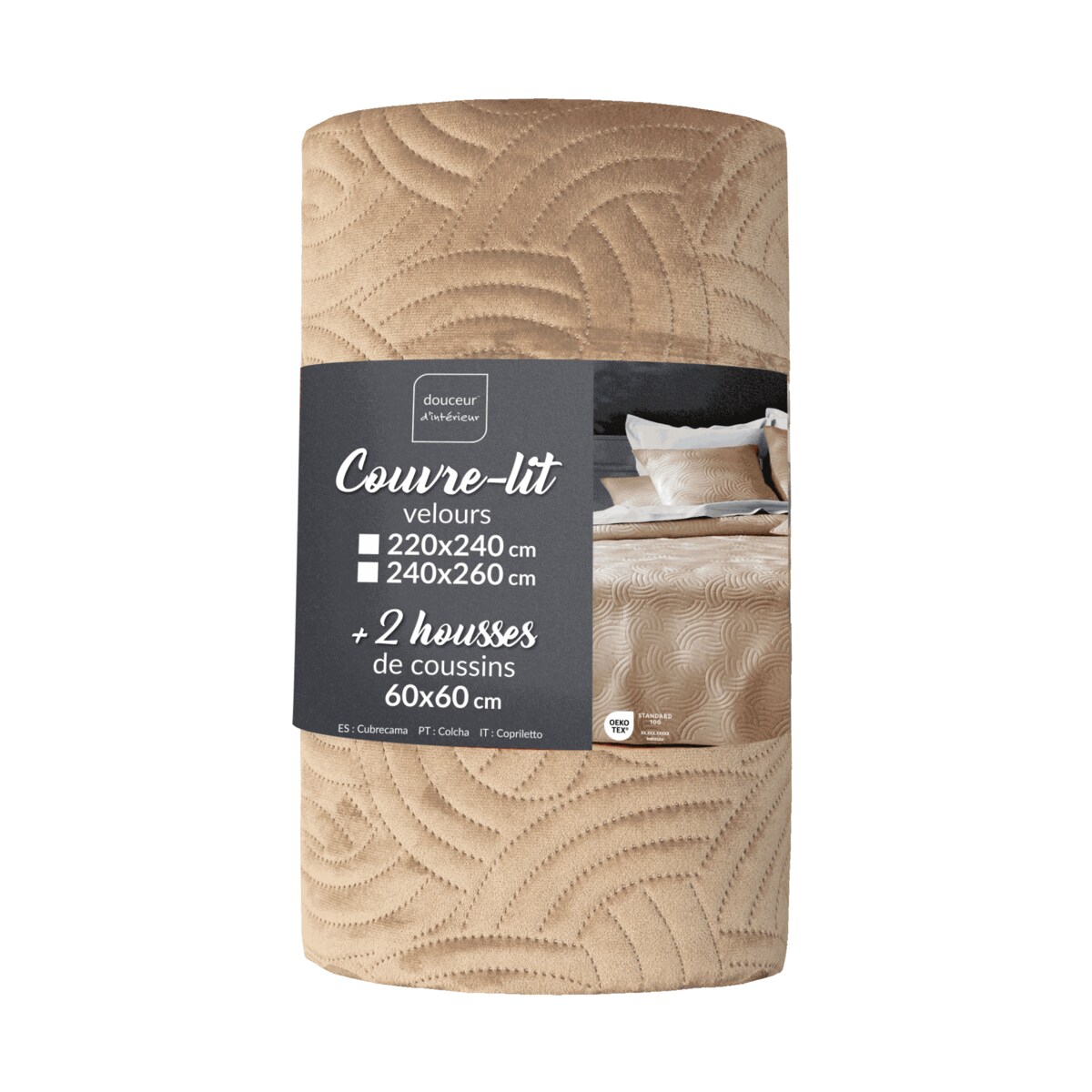 Welwetowy komplet pościeli SOLANGE, narzuta + 2 poszewki na poduszki