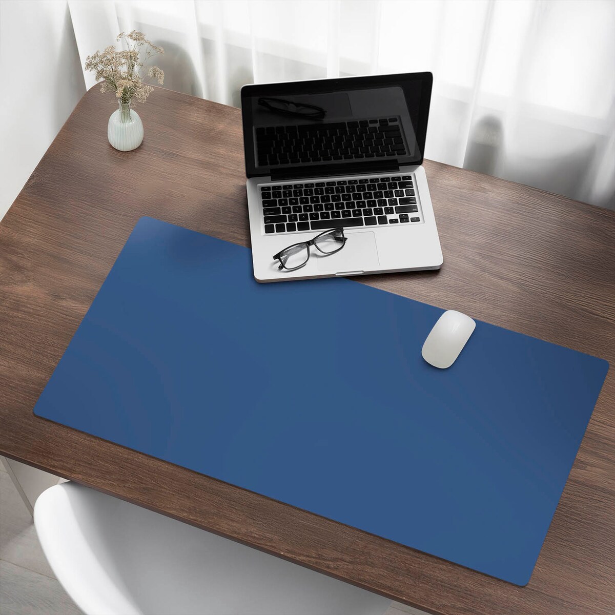 Granatowa mata na biurko Kolor Niebieski, 100x50 cm