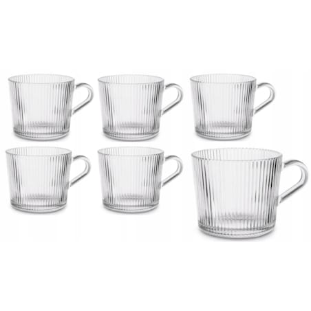 6x 400 ml KUBEK FILIŻANKA szklanka w paski na herbatę kawę latte desery