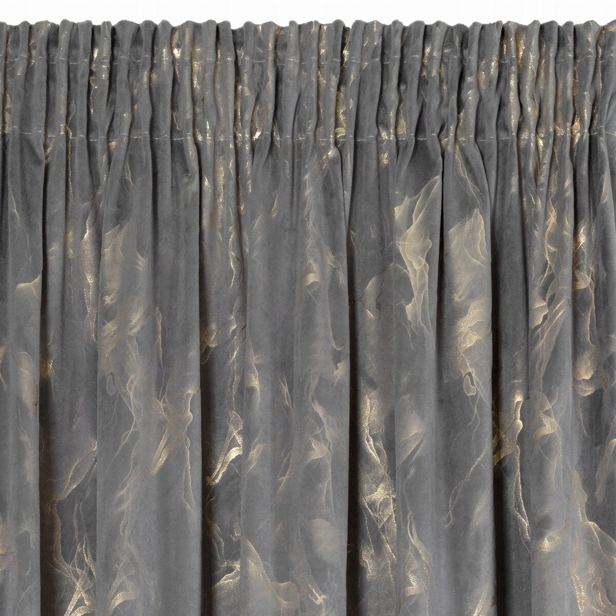 Zasłona na Taśmie Welwetowa 140x270 NAIRA grafit+złoty Haczyki