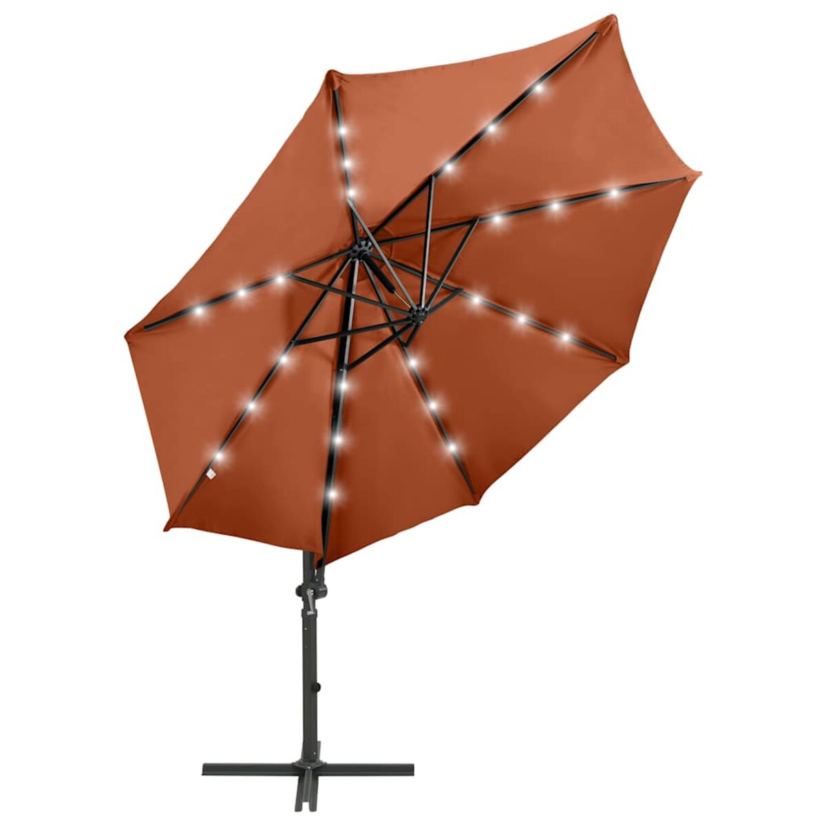 vidaXL Parasol wiszący z lampkami LED i słupkiem, terakota, 300 cm