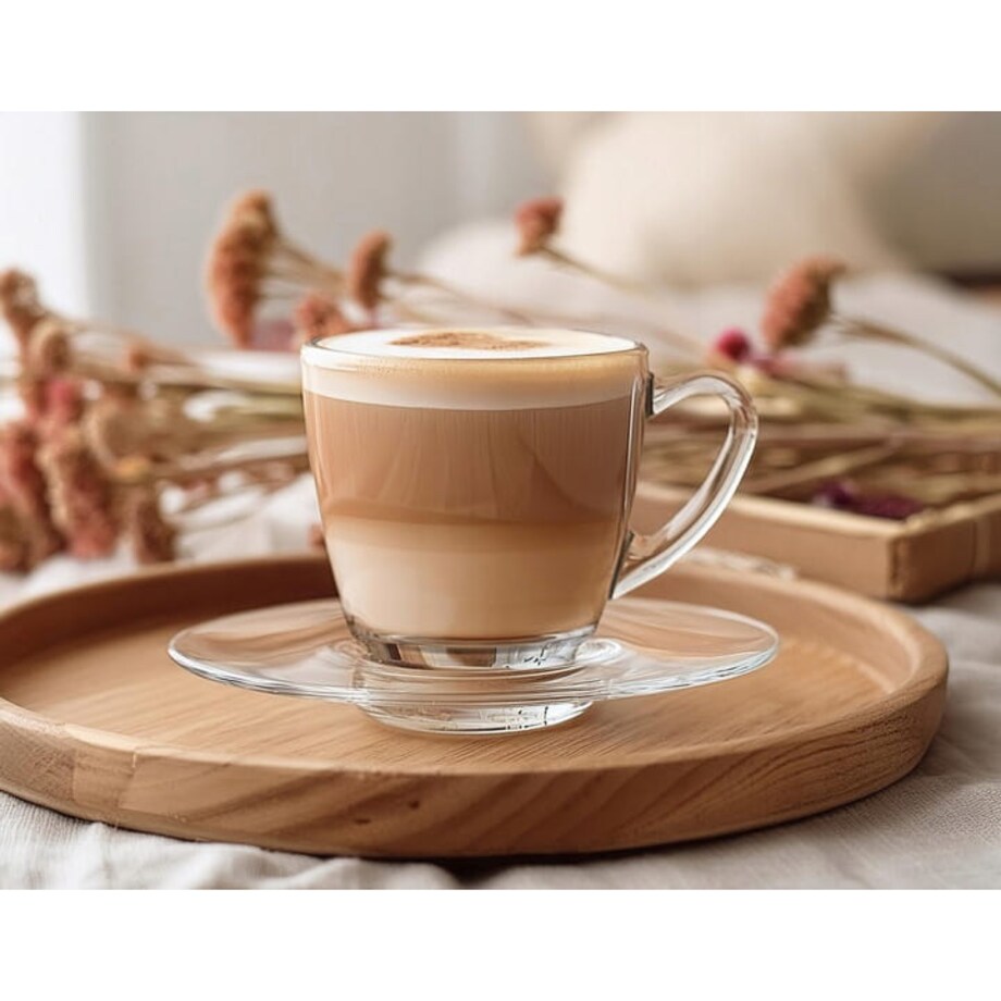Filiżanka szklana Luna 320ml ze spodkiem DUŻA POJEMNA od GLASMARK