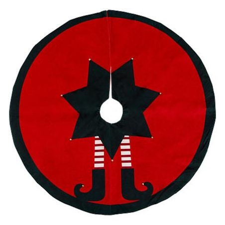 DYWANIK POD CHOINKĘ Elf 90 cm czerwony z czarną obramówką