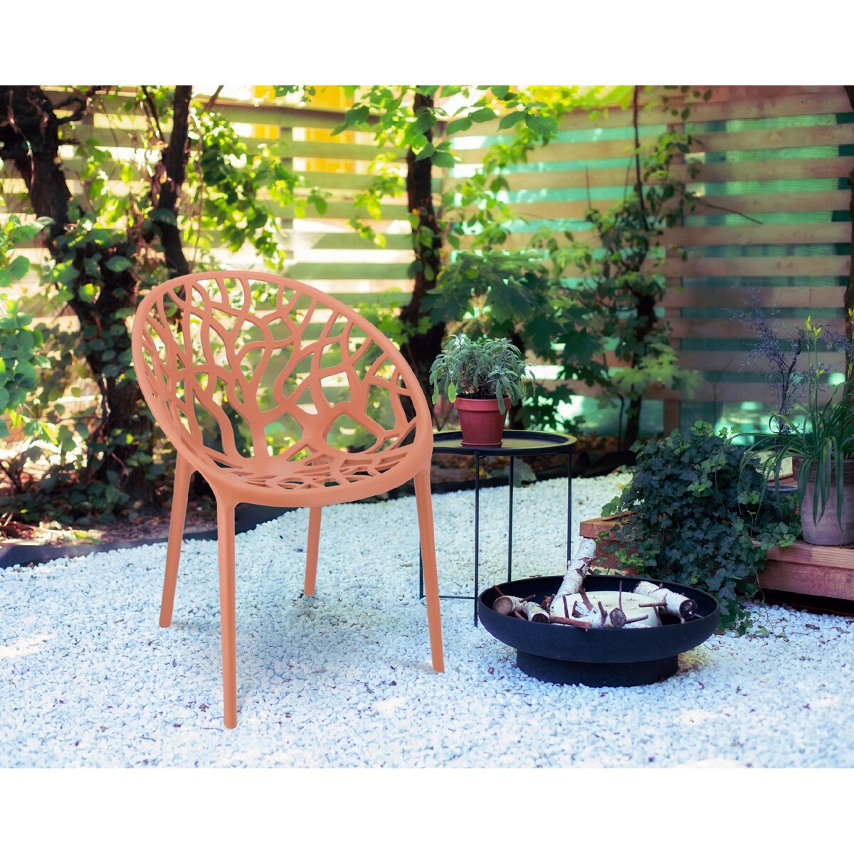 Krzesło ogrodowe plastikowe ALBERO odcienie czerwieni