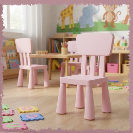 Krzesełko dla dzieci plastikowe z oparciem wygodne do pokoju różowe