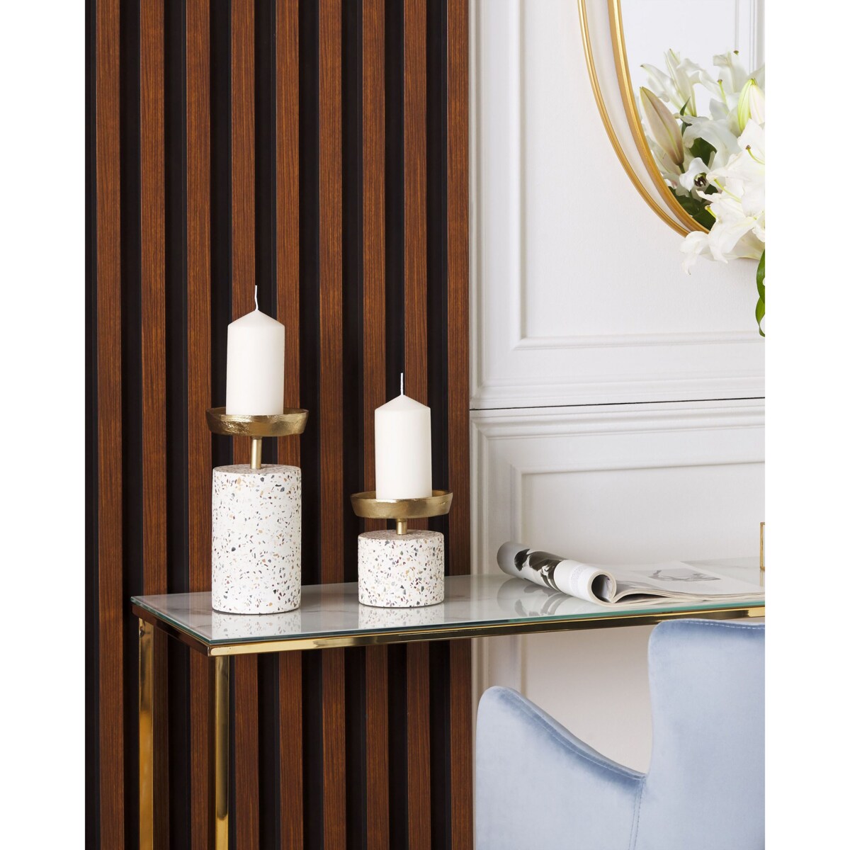 Zestaw 2 świeczników lastryko złoty KAENGAN