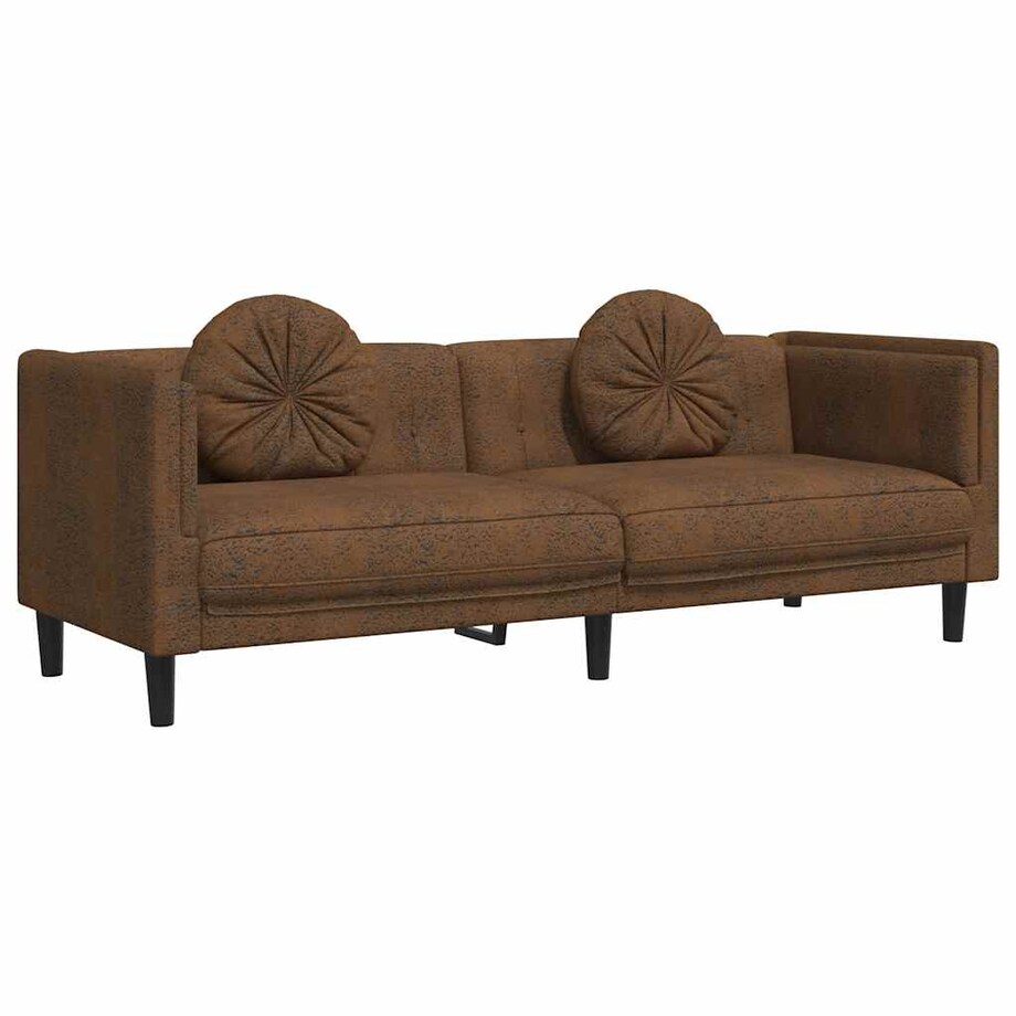 vidaXL Sofa 3-os., brązowa, sztuczna skóra zamszowa
