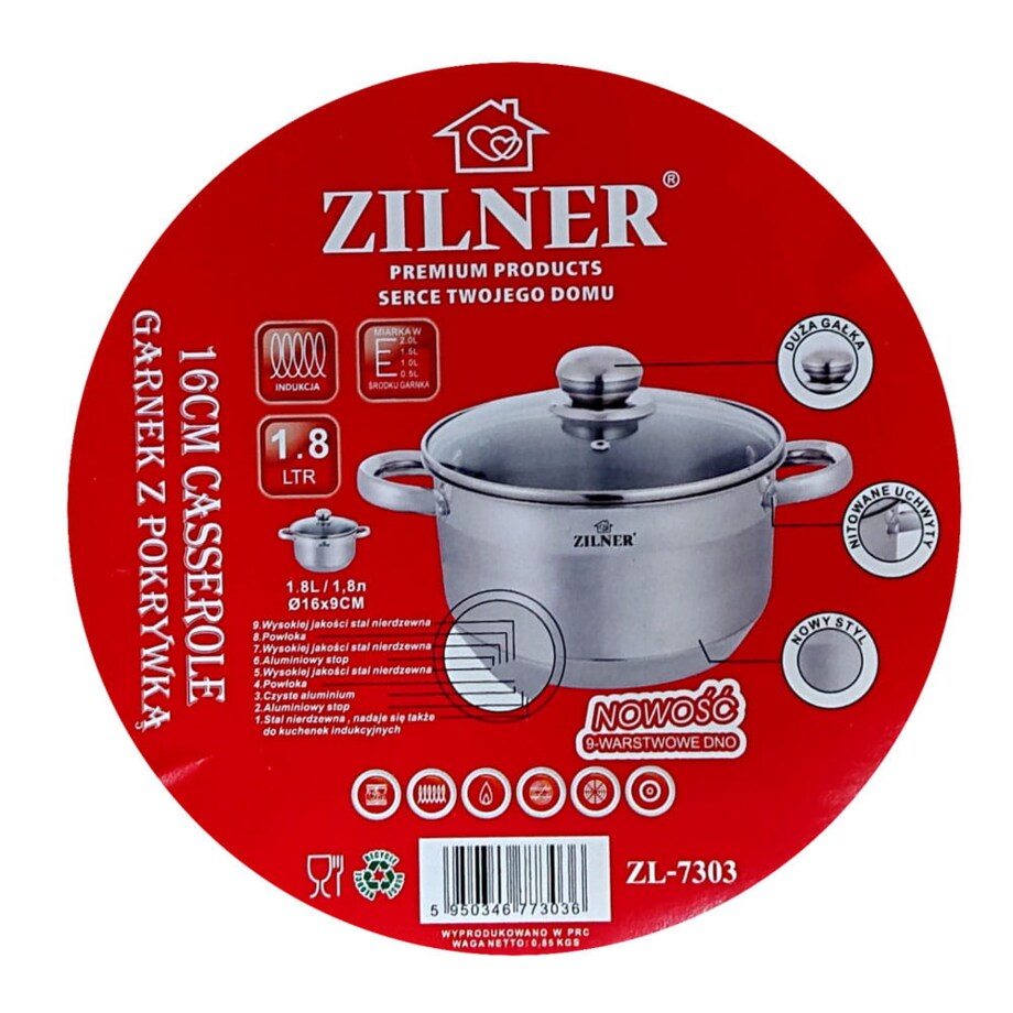 Garnek stalowy 1.8L 16cm dno 9-warstw ZILNER