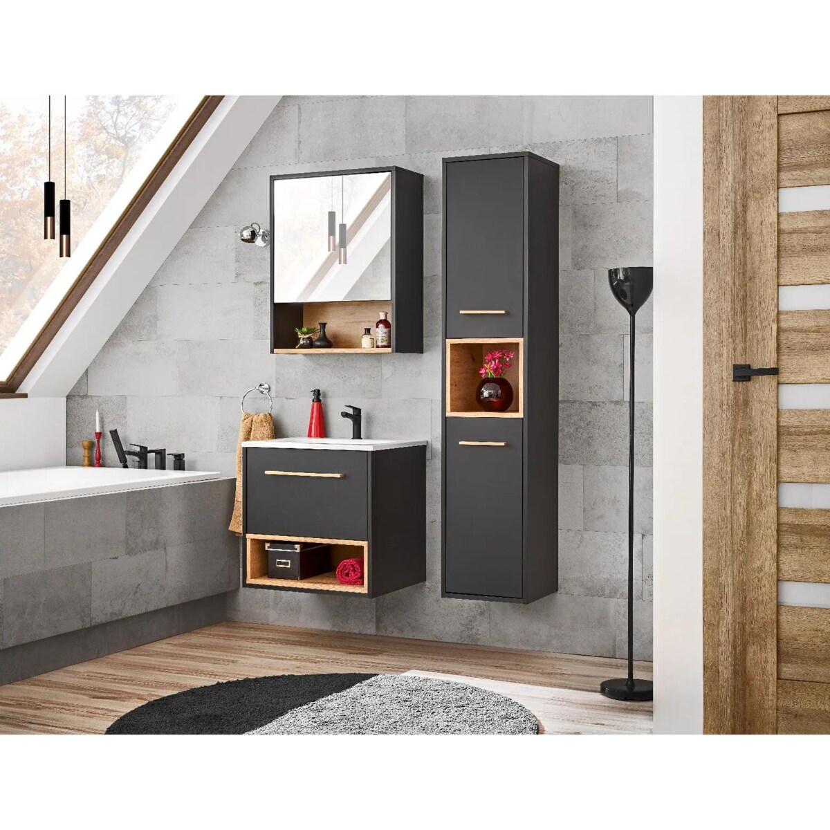 Szafka pod umywalkę BORNEO COSMOS 820 60 cm grafitowa