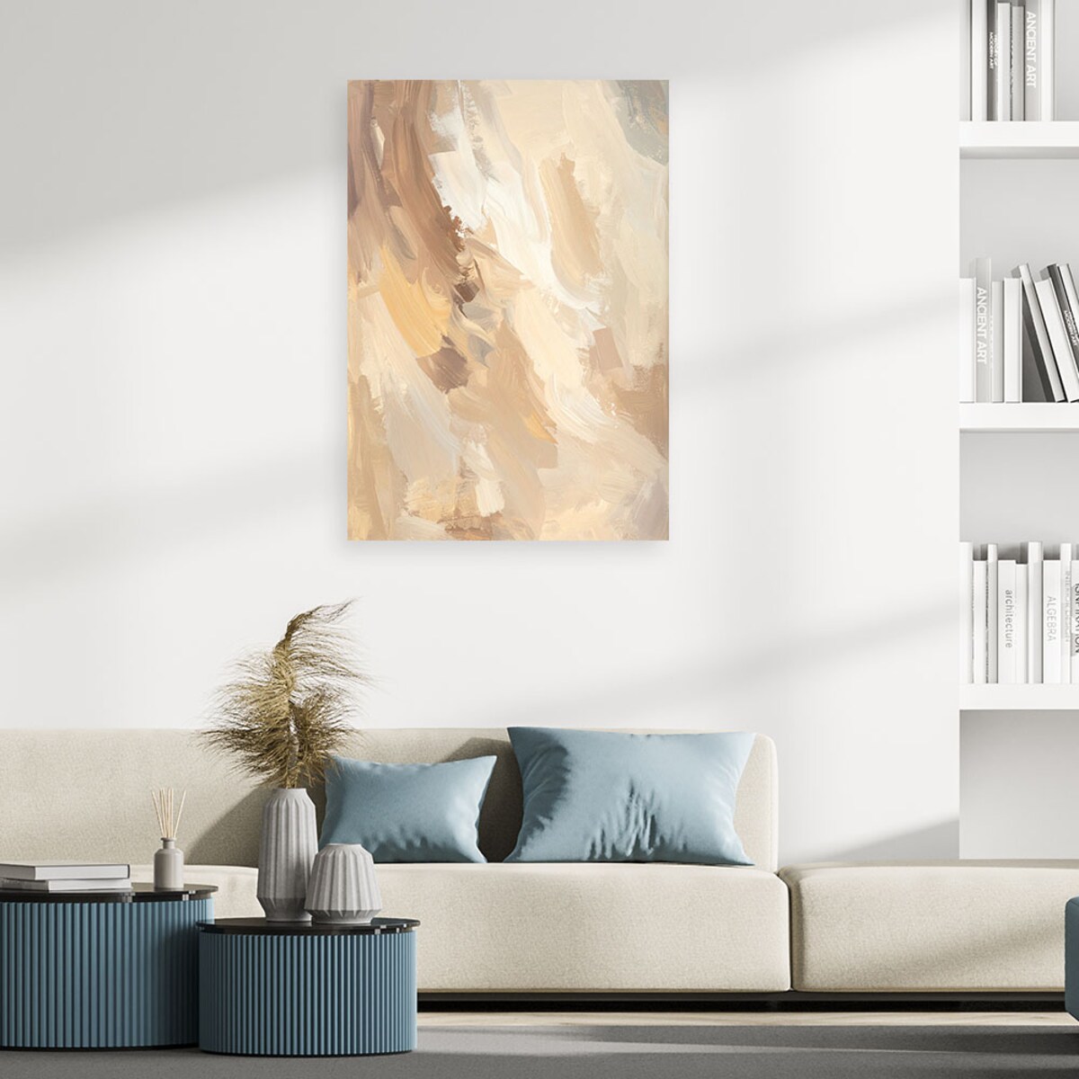 Obraz do salonu sypialni biura spa, Pastelowa Abstrakcja imitacja farby w kolorach beżu 20x30 cm