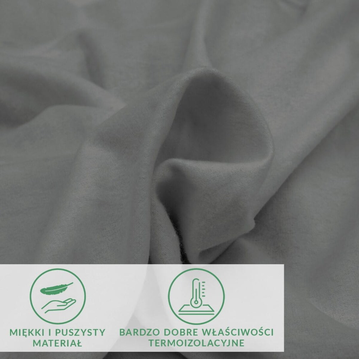 Prześcieradło flanela z gumką 180x200 kolor szary