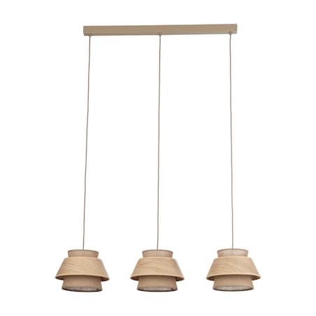 Lampa Wisząca Belka Tk Lighting Kalum Len Fornir 3Xe27 Skandynawski, Boho, Japandi