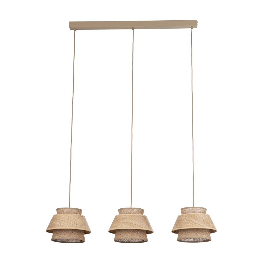 Lampa Wisząca Belka Tk Lighting Kalum Len Fornir 3Xe27 Skandynawski, Boho, Japandi