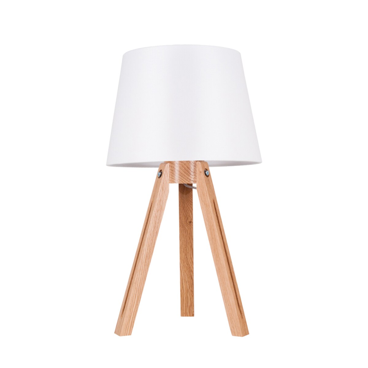 Drewniana Lampa Stołowa BRITOP Lighting 1xE27 Max.40W Dąb Olejowany FSC z Białą Tkaniną, Polski Producent, 1 szt.