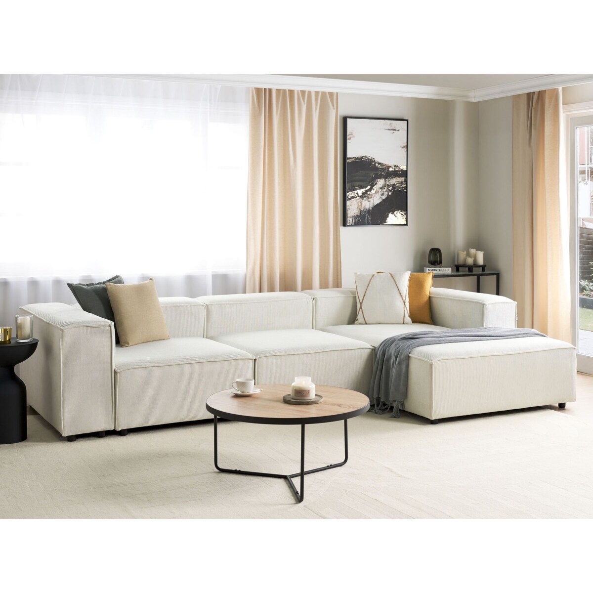 Narożnik modułowy dla 4 osób ARDAL Sztruks Złamana biel Lewostronny