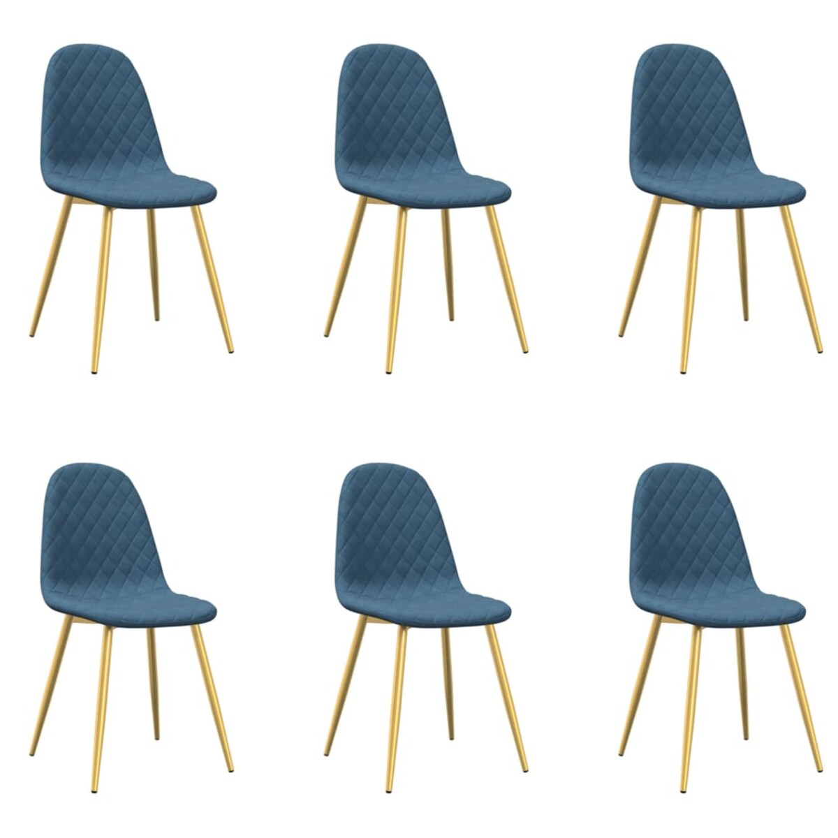 vidaXL Krzesła stołowe, 6 szt., niebieskie, obite aksamitem