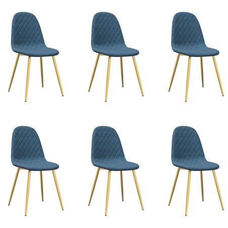vidaXL Krzesła stołowe, 6 szt., niebieskie, obite aksamitem
