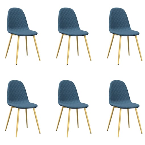 vidaXL Krzesła stołowe, 6 szt., niebieskie, obite aksamitem