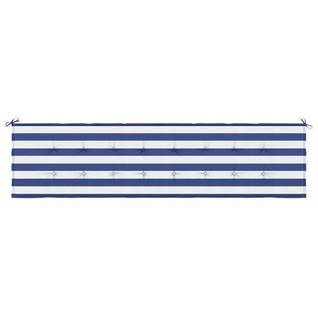 vidaXL Poduszka na ławkę ogrodową, niebiesko-białe paski, 200x50x3 cm