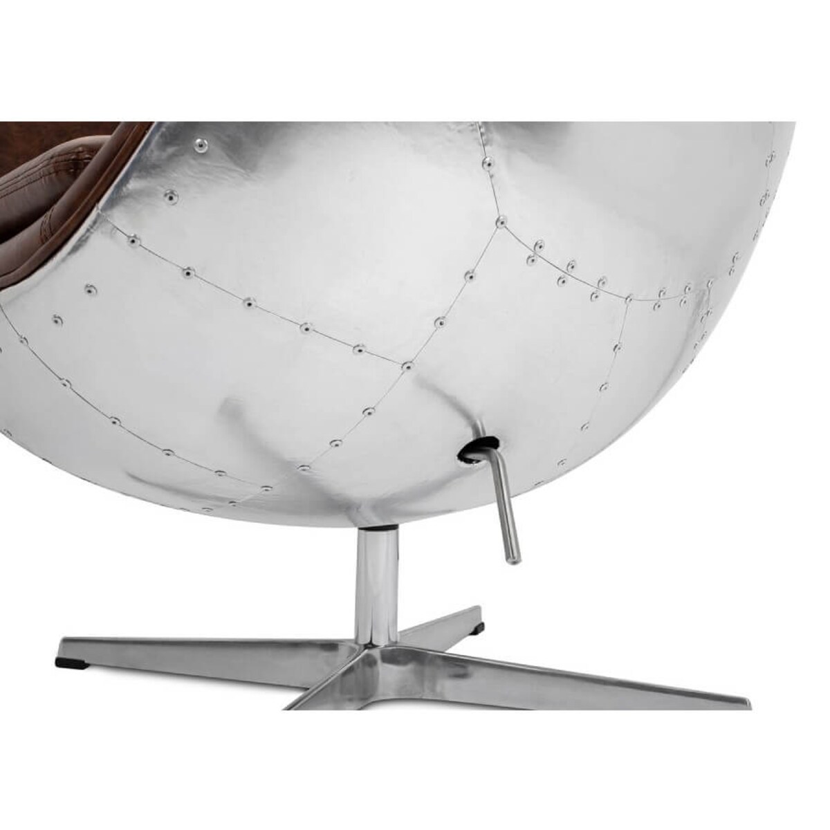 Nowoczesny fotel Egg KH1501100205 metal ekoskóra brązowy, King Home