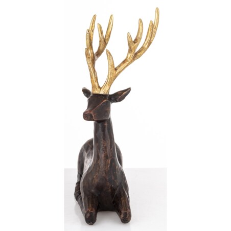 Figurka - leżący jeleń ciemnobrązowy 26x21x11 cm BALLERA