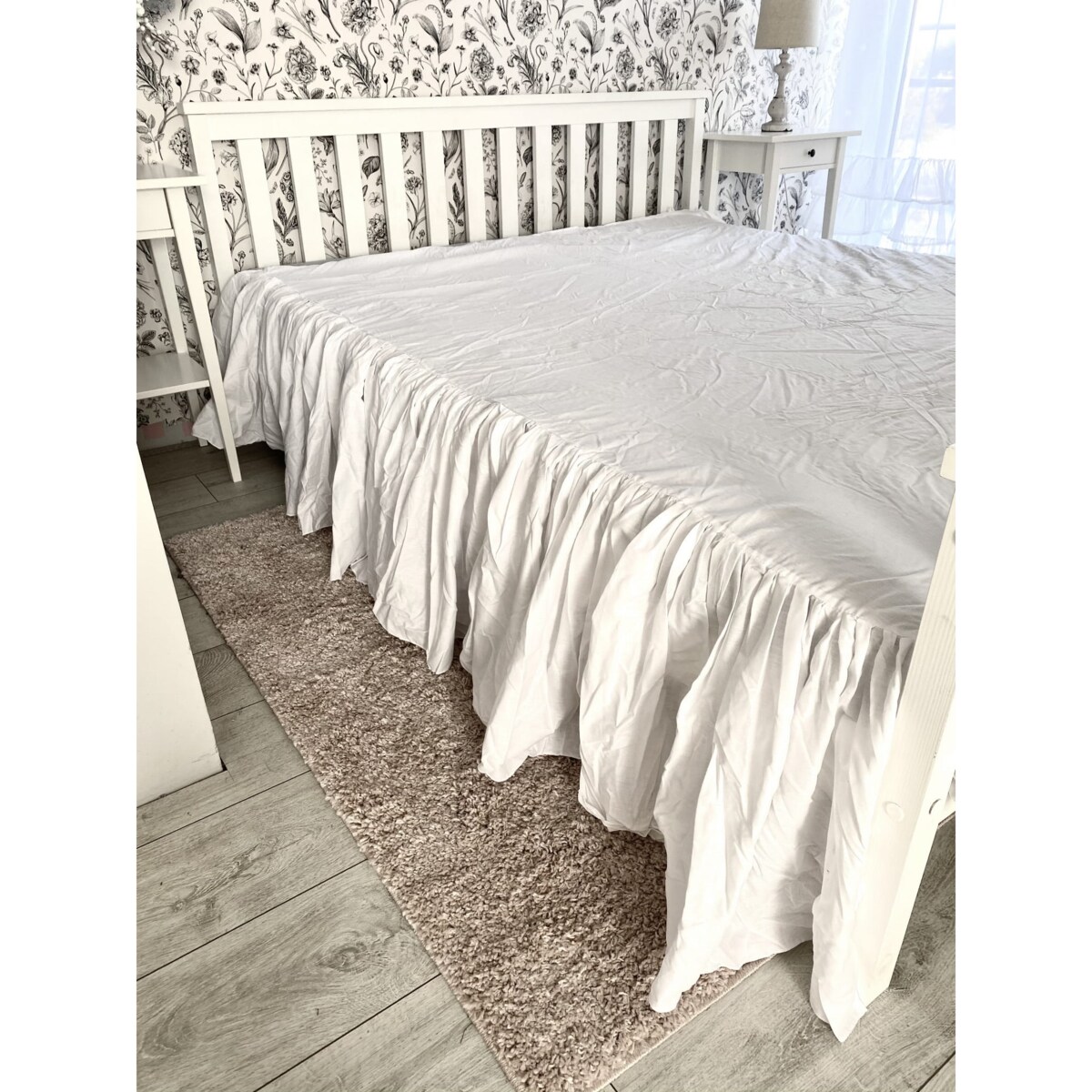 Prześcieradło z falbanką - białe 180/200