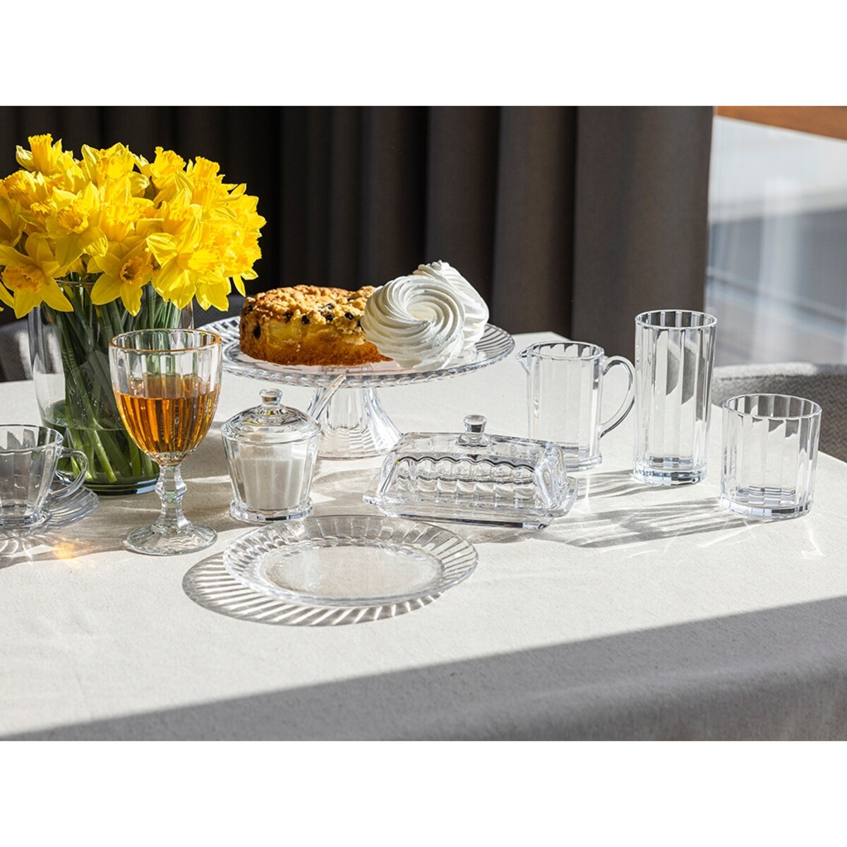 Talerze Szklane 19cm 6szt Deserowe Przezroczyste Komplet Eleganckie ciasto